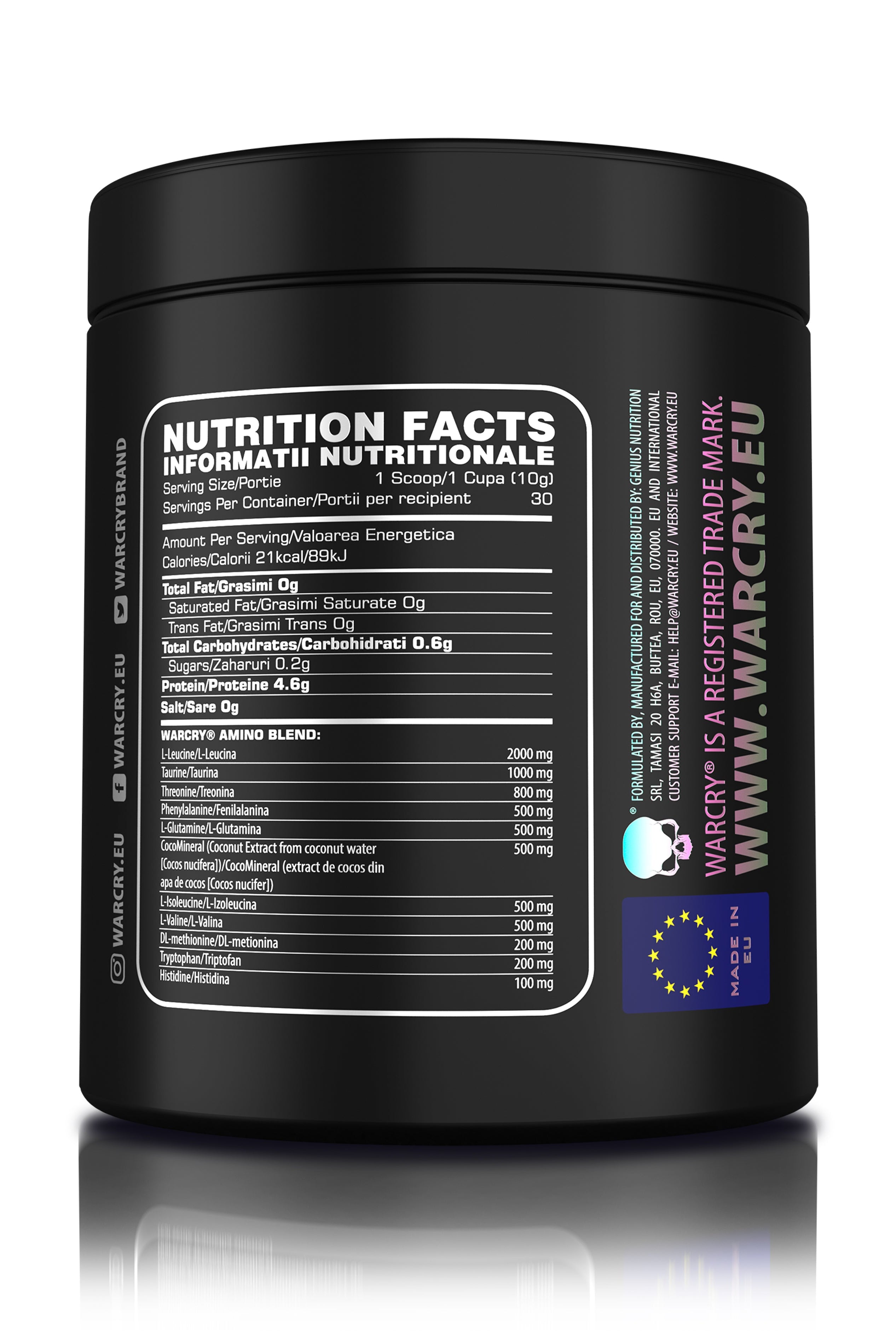 WARCRY AMINO 300g 30serv - Supplement with essential amino acids, coconut water and taurine designed for muscle recovery and optimal rehydration with raspberry candy flavor
