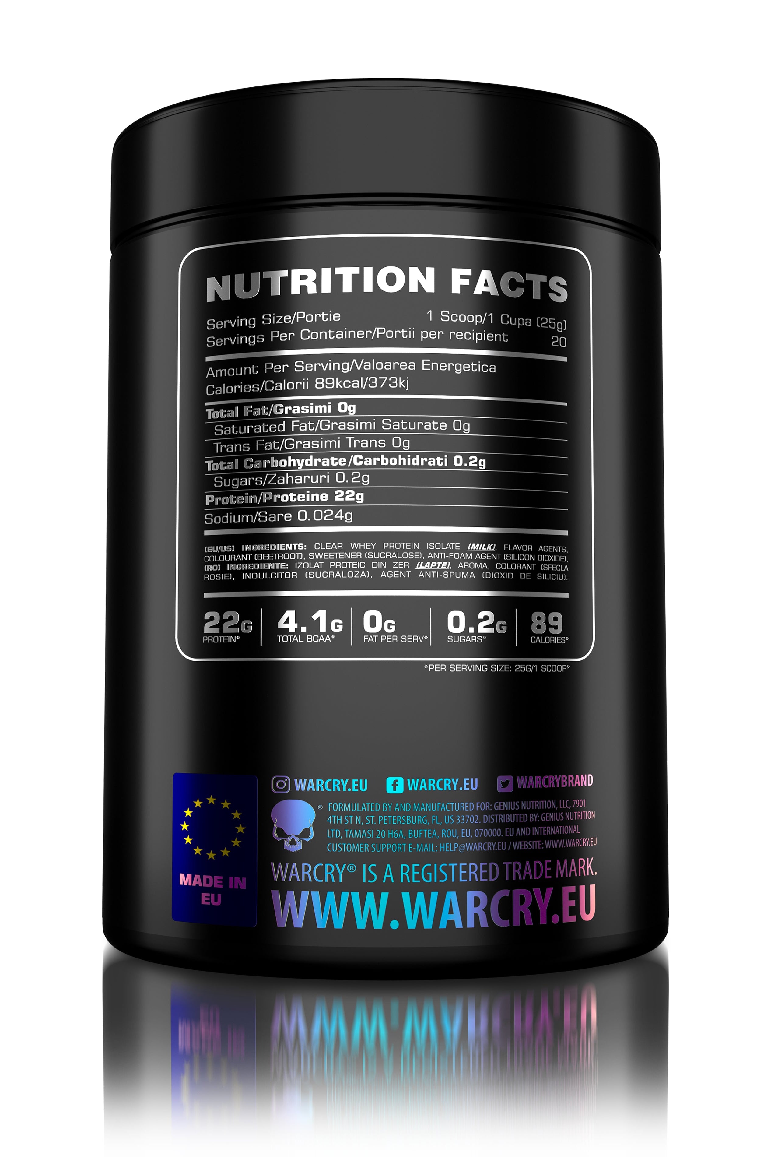 WARCRY CLEAR WHEY 500g 20serv - Clear whey protein supplement with no added sugar or fats, low lactose content and a refreshing flavor of watermelon candy