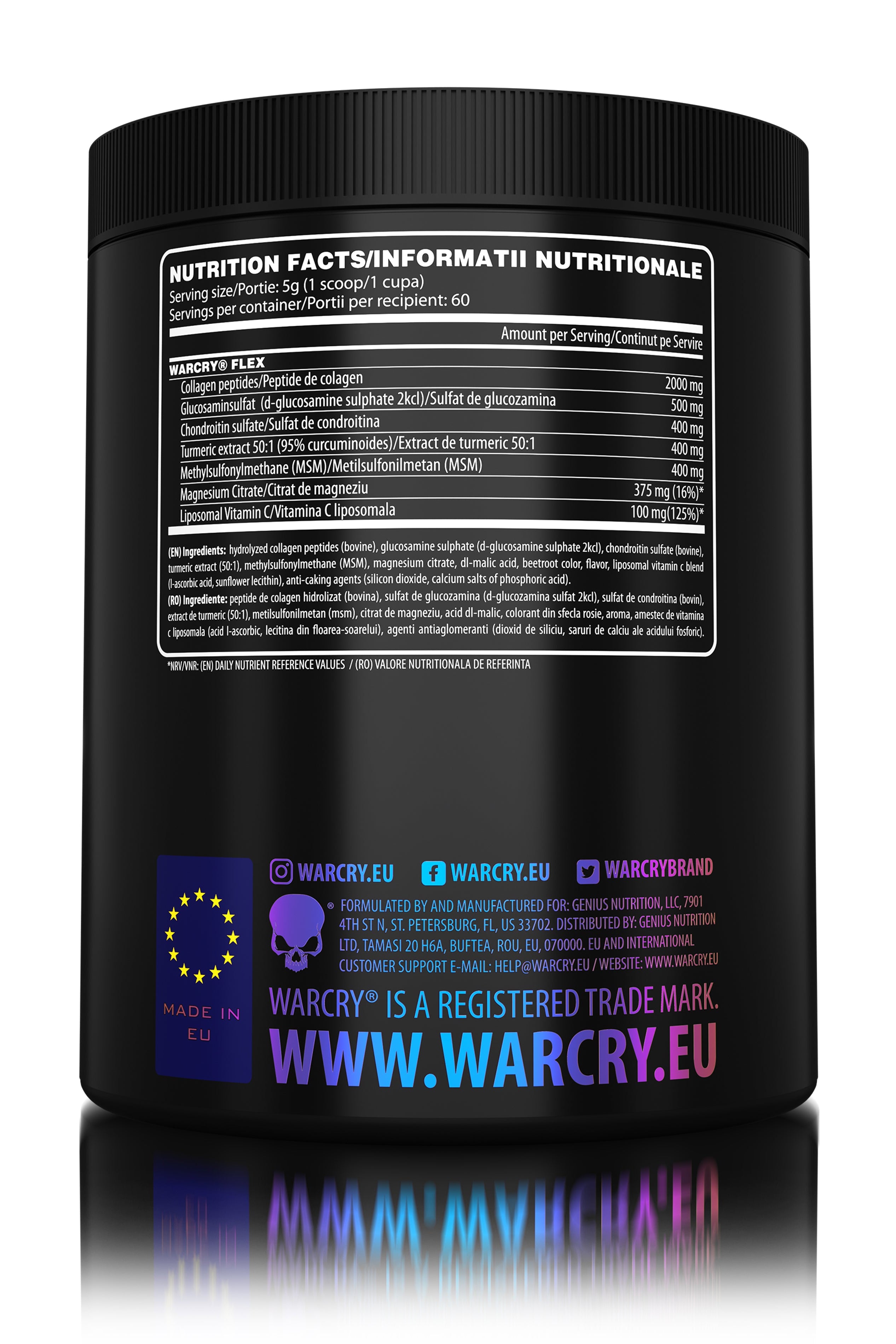 WARCRY FLEX 300g 60serv - Natural supplement for joint health, helping to restore and maintain their mobility and functionality in powder form with grapes and plums flavor