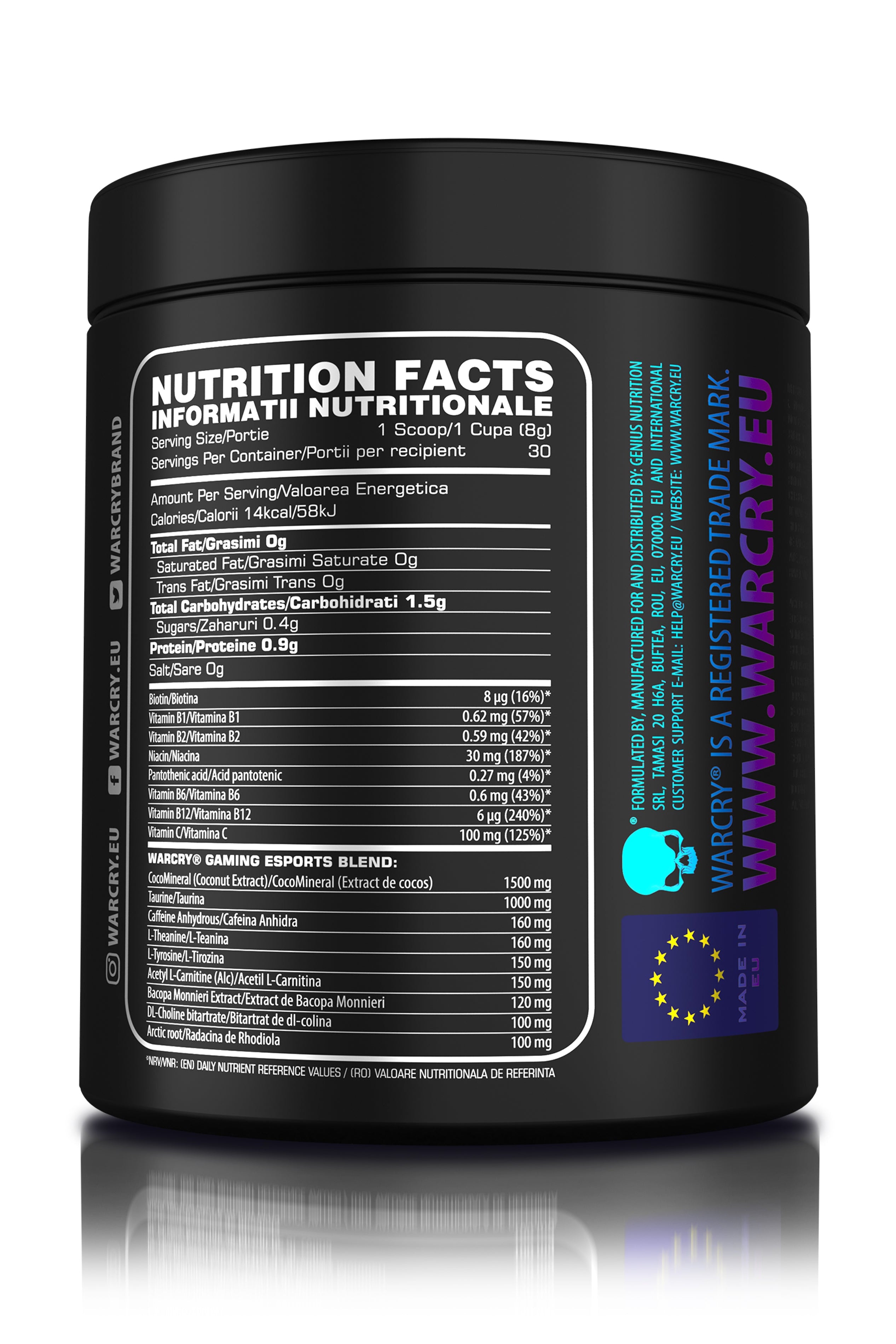 WARCRY GAMING 240g 30serv - Supplement for intense gaming sessions which stimulates cognitive function, provides energy, improves memory, reduces stress, and promotes efficient rehydration with diablo’s blood flavor