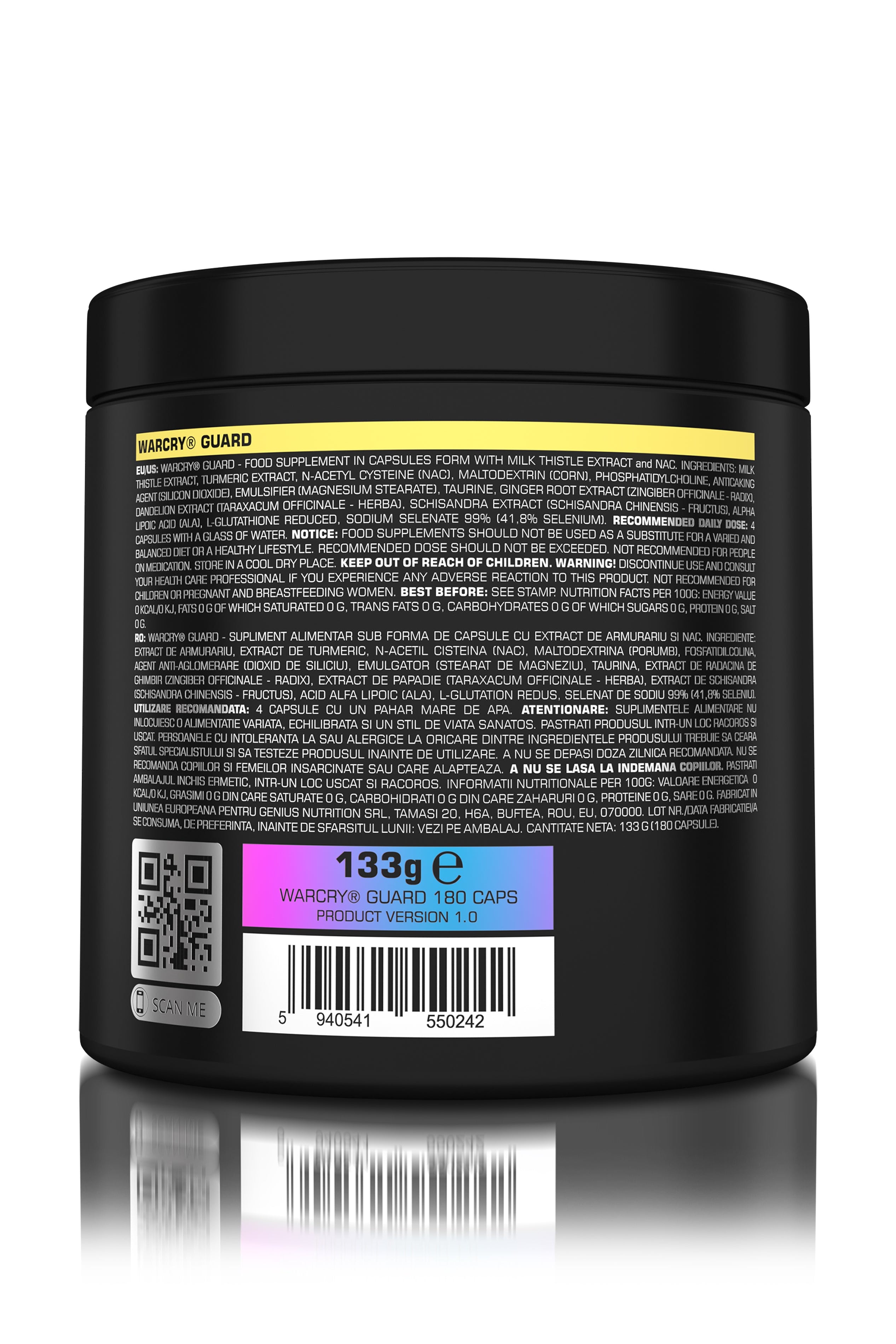 WARCRY GUARD 180caps 45serv - Supplement with anti-inflammatory effects for liver and lung protection, providing vital support for optimal organ function