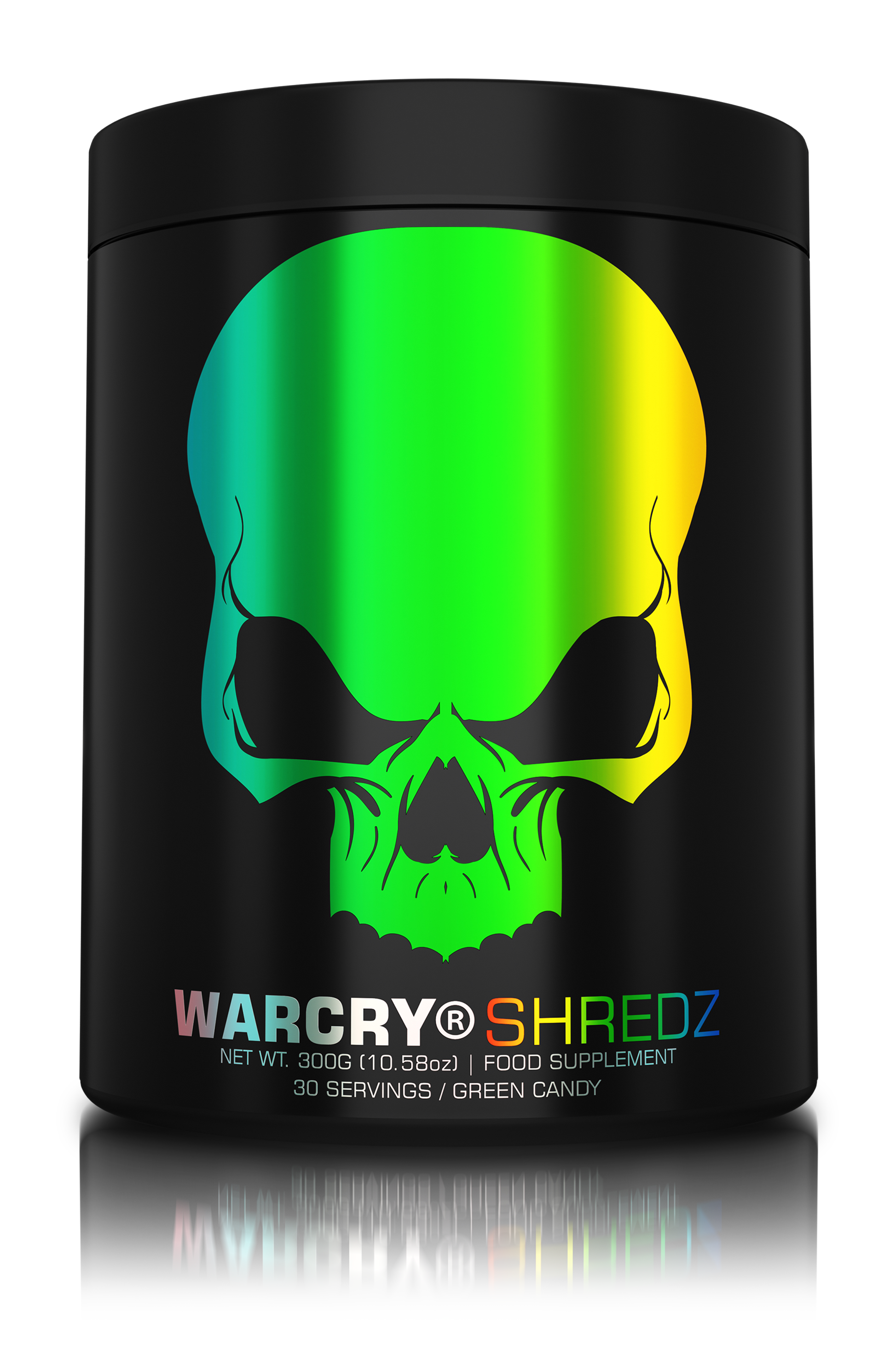 WARCRY SHREDZ 300g 30serv - Pre-workout supplement with thermogenic effects for energy, intense pumps, fat burning, increased endurance and reduced appetite with green candy flavor