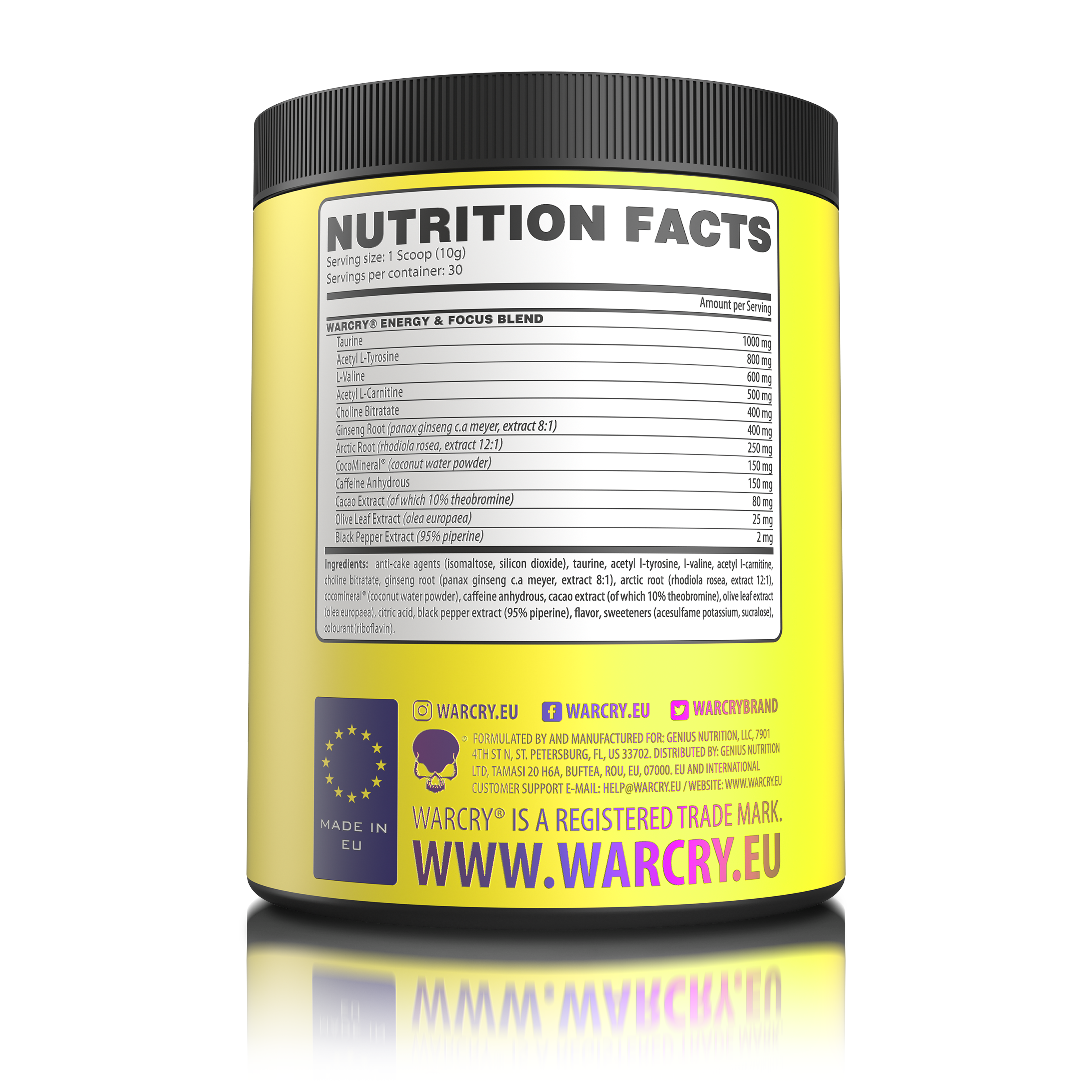 WARCRY ENERGY 300g 30serv - Pre-workout supplement for energy and focus with electrolytes from coconut water for balanced hydration during workouts with energy fruits flavor