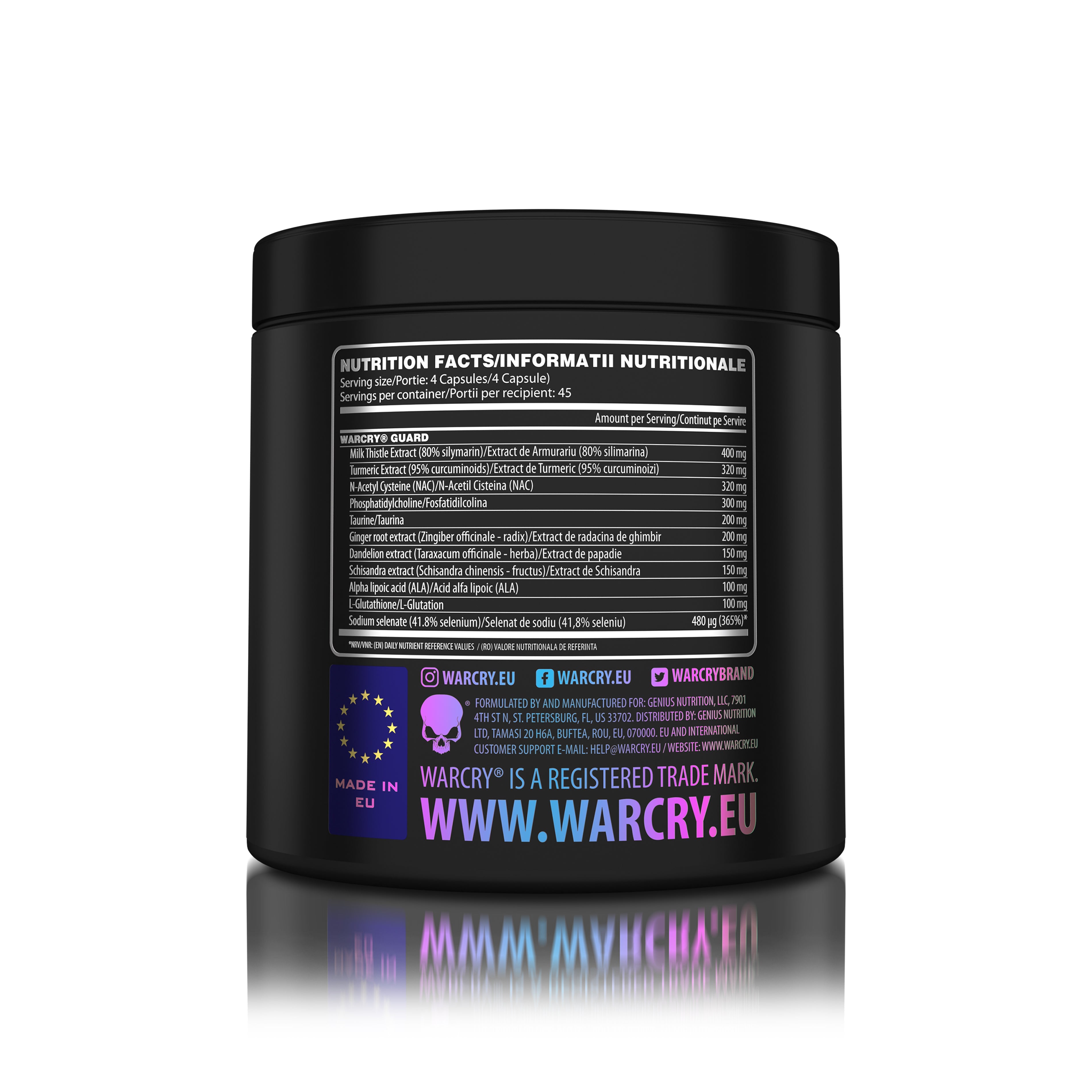 WARCRY GUARD 180caps 45serv - Supplement with anti-inflammatory effects for liver and lung protection, providing vital support for optimal organ function